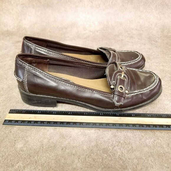 Predictions Womens 585591/10 Size 7 Brown Slip On Low Heel Loafers - Picture 5 of 10